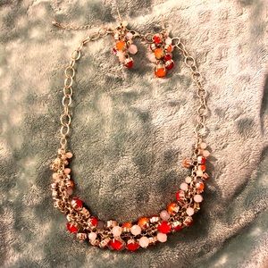 Hot Pink, Orange, light pink Necklace/Earring Set